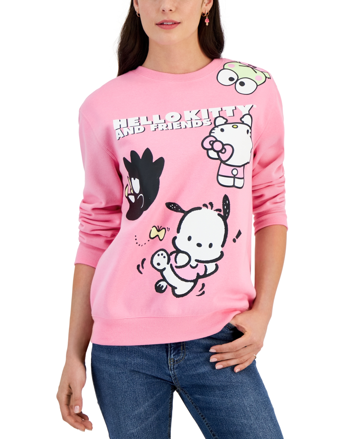 Love Tribe Juniors' Hello Kitty & Friends Graphic Print Sweatshirt In Pink
