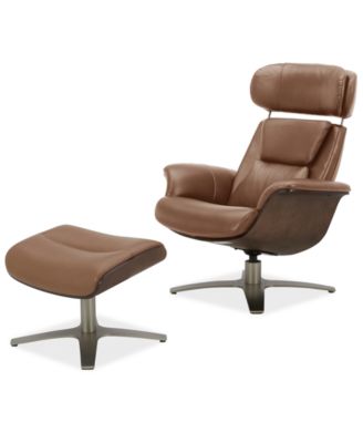 Janer Leather Swivel Chair & Ottoman Set, Created for Macy's
