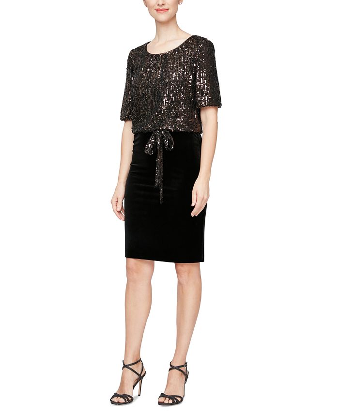 Alex evenings online black velvet skirt