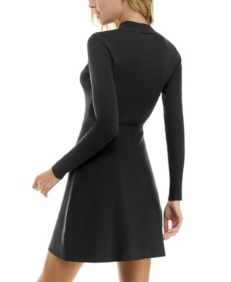 Juniors Button Skirt Fit & Flare Sweater Dress