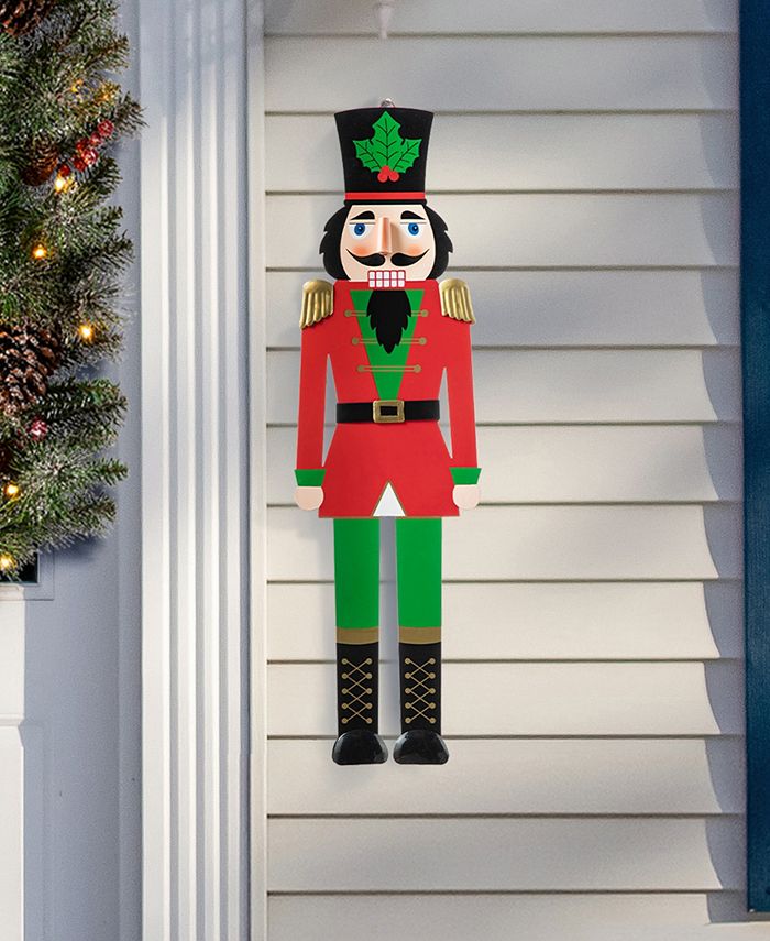 Glitzhome Set of 3 Metal Nutcracker and MERRY CHRISTMAS Yard Stake Macy's