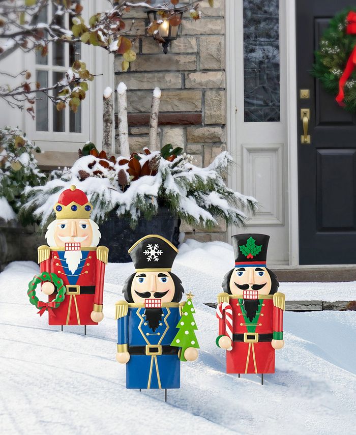 Glitzhome Metal Nutcracker Yard Stake or Standing Decor or Wall Decor