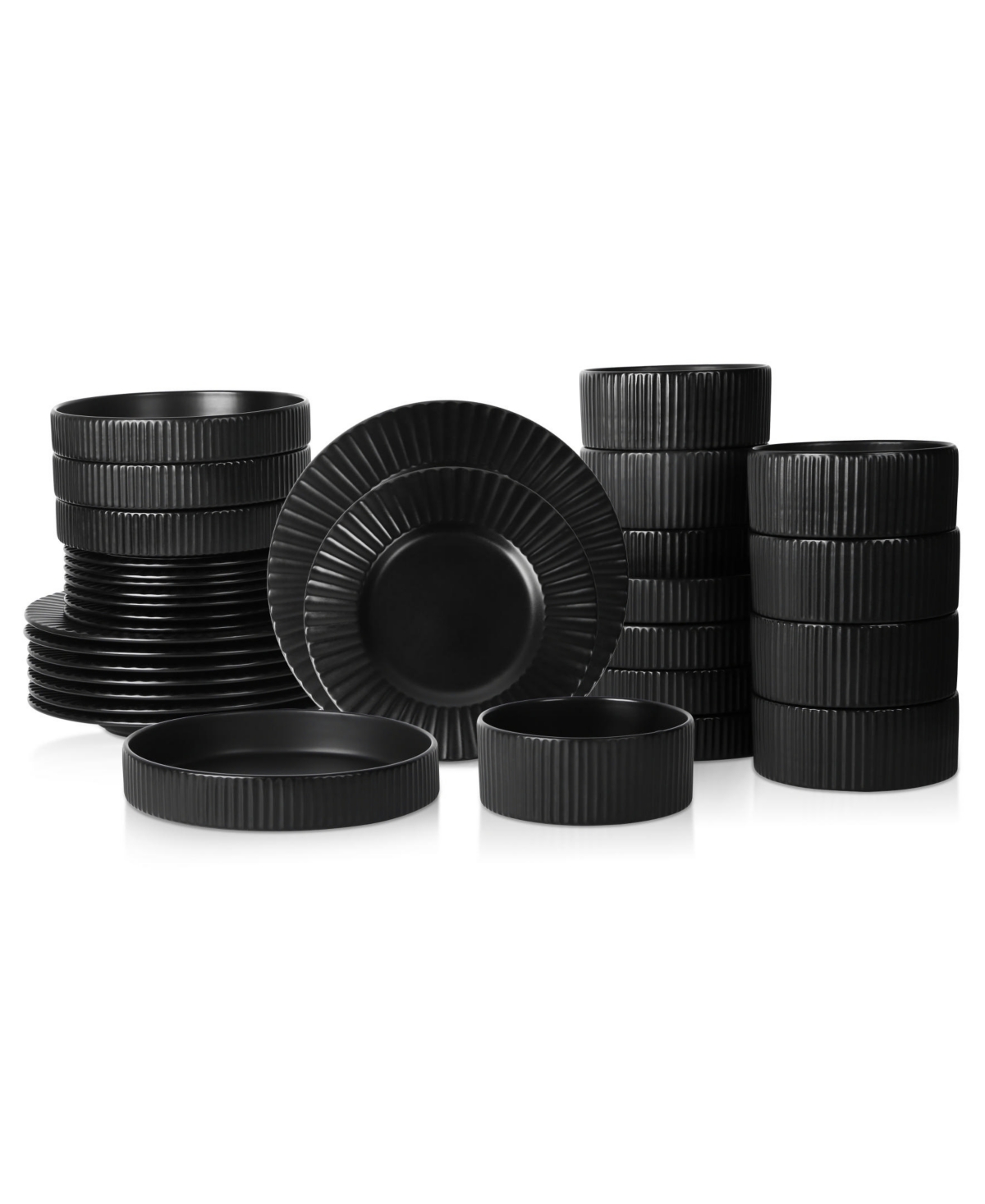 Christian Siriano Lusso 32 Pc. Dinnerware Set, Service For 8 In Black