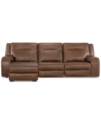 CLOSEOUT! Hansley 3-Pc Zero Gravity Leather Sofa with 2 Power Recliners and Chaise, Created for Macy's