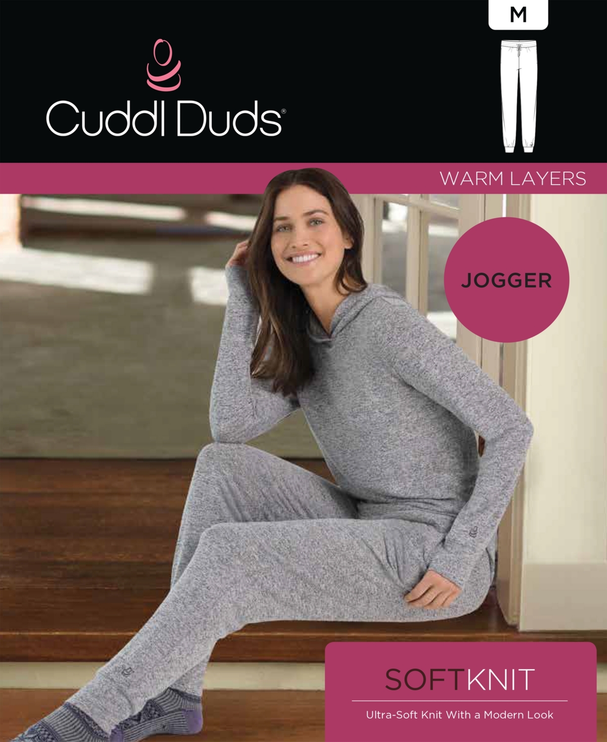 Cuddl Duds Women's Soft Knit Mid-Rise Jogger Pants - Marled Pecan