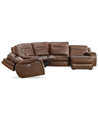 CLOSEOUT! Hansley 6-Pc Zero Gravity Leather Sectional with Power Recliner and Chaise, Created for Macy's