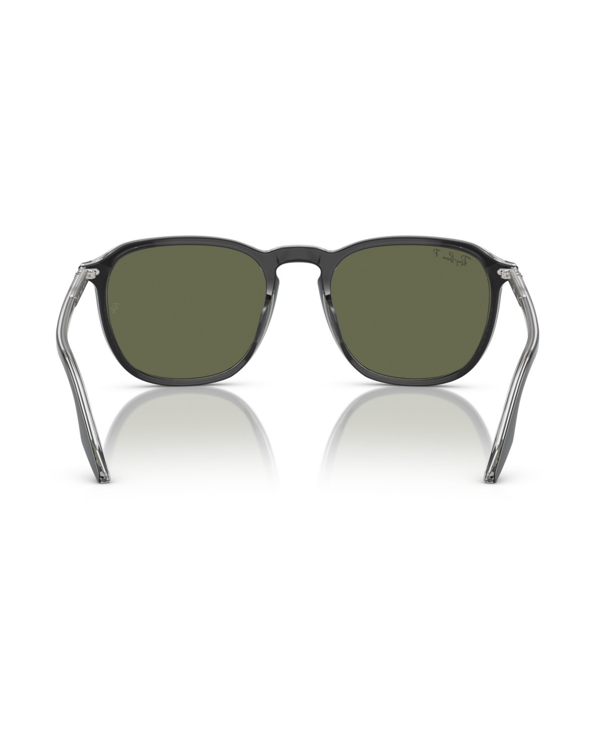 Ray Ban Rb2203 Sunglasses Black On Transparent Frame Green Lenses Polarized 55-20 In Black On Transparent