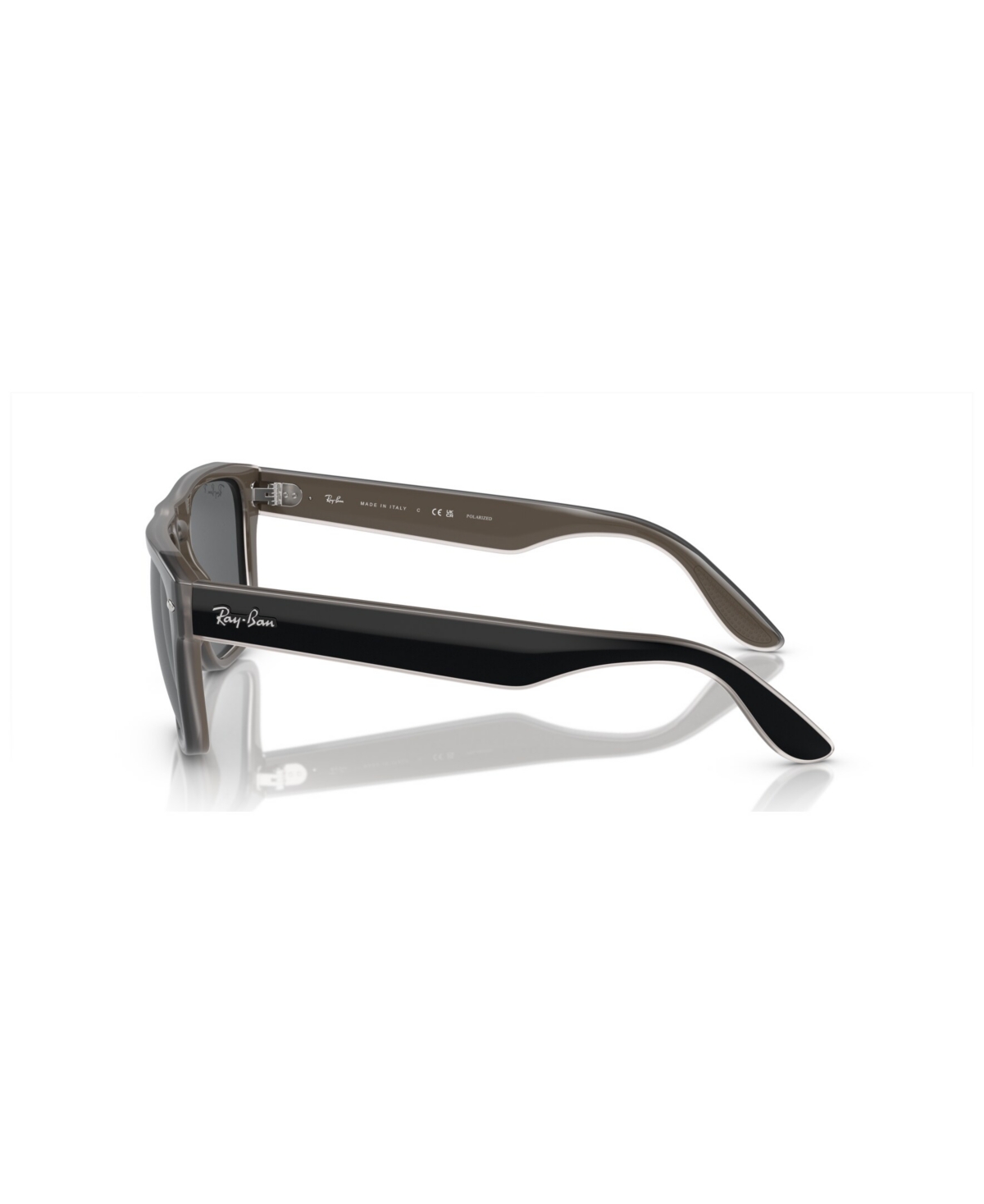 Ray Ban Unisex Polarized Sunglasses, Rb4407 In Black And Light Gray And Transparent Gra