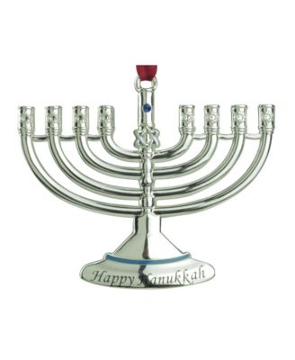 Regal Shiny Hanukkah Menora Holiday Ornament with European Crystal