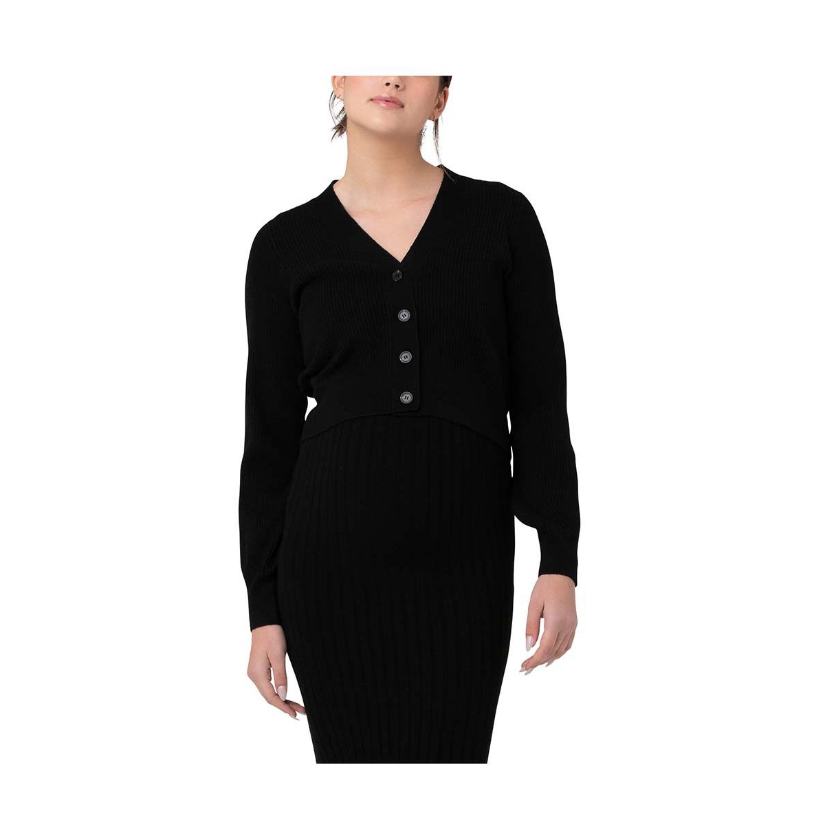 RIPE MATERNITY MATERNITY RIPE TIFFANY NURSING CROP KNIT CARDIGAN BLACK