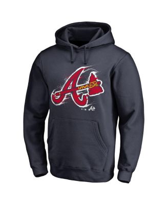 Men's Navy Atlanta Braves Splatter Logo Pullover Hoodie
