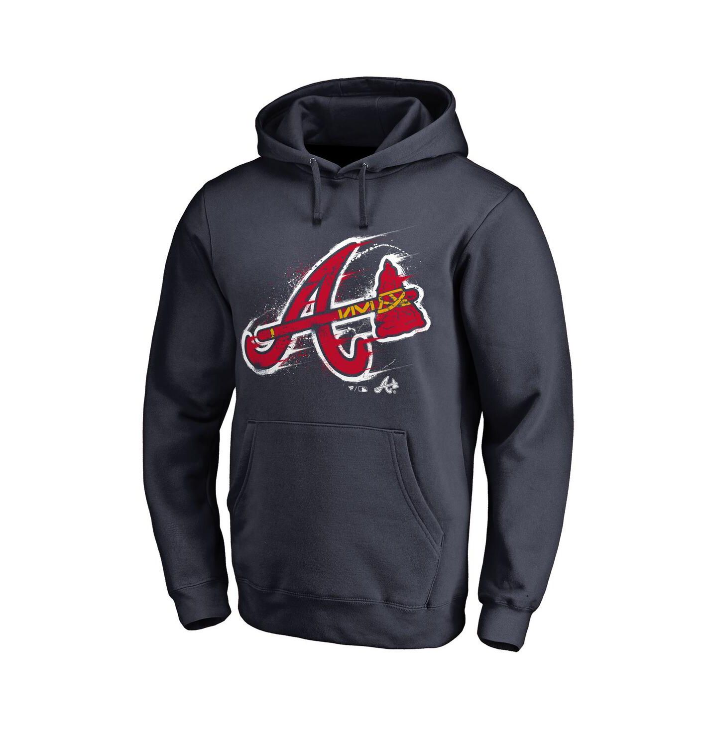 Мужское худи Fanatics Navy Atlanta Braves Splatter Logo Pullover — фото 4