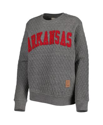 Women's Heather Charcoal Arkansas Razorbacks Moose Quilted Pullover Sweatshirt
