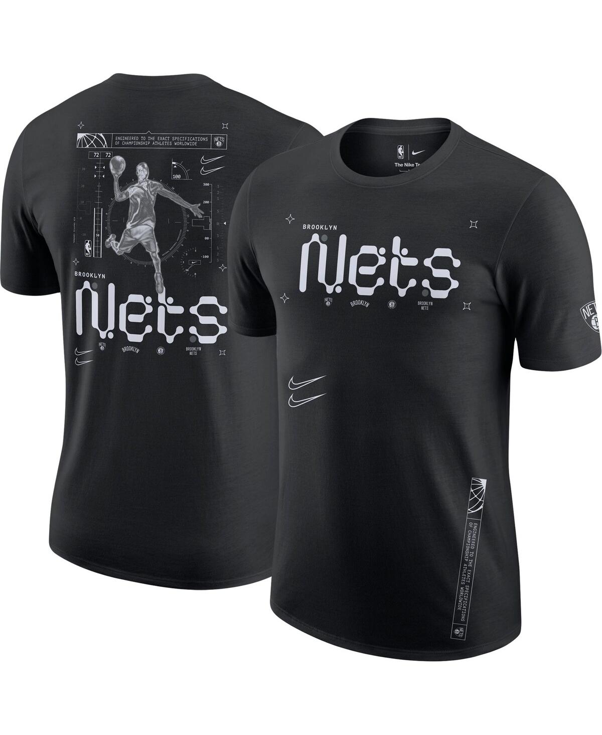 Shop Nike Men's  Black Brooklyn Nets Courtside Air Traffic Control Max90 T-shirt
