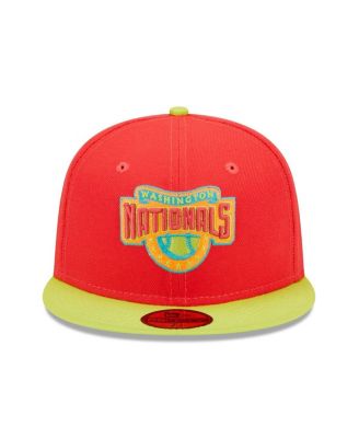 Men's Red, Neon Green Washington Nationals 2008 Inaugural Season Lava Highlighter Combo 59FIFTY Fitted Hat
