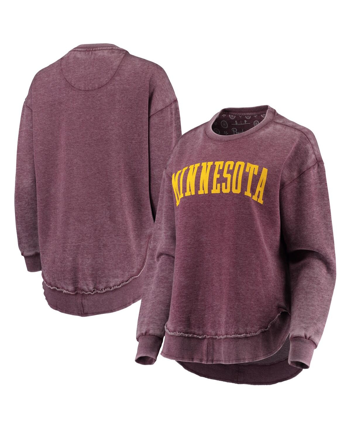PRESSBOX WOMEN'S PRESSBOX MAROON MINNESOTA GOLDEN GOPHERS VINTAGE-LIKE WASH PULLOVER SWEATSHIRT 