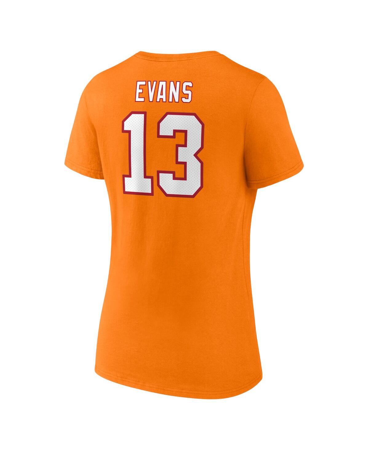 Shop Fanatics Women's  Mike Evans Orange Tampa Bay Buccaneers Player Icon Name And Number V-neck T-shirt