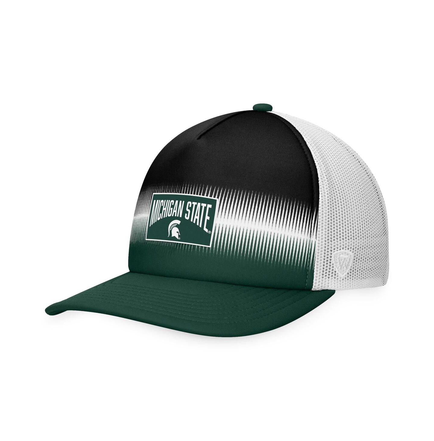 Мужская кепка Top of the World Green, Black Michigan State Spartans Daybreak Foam Trucker Adjustable Hat — фото 2