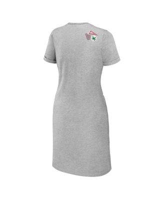 Women's Heather Gray Ohio State Buckeyes Knotted T-shirt Dress