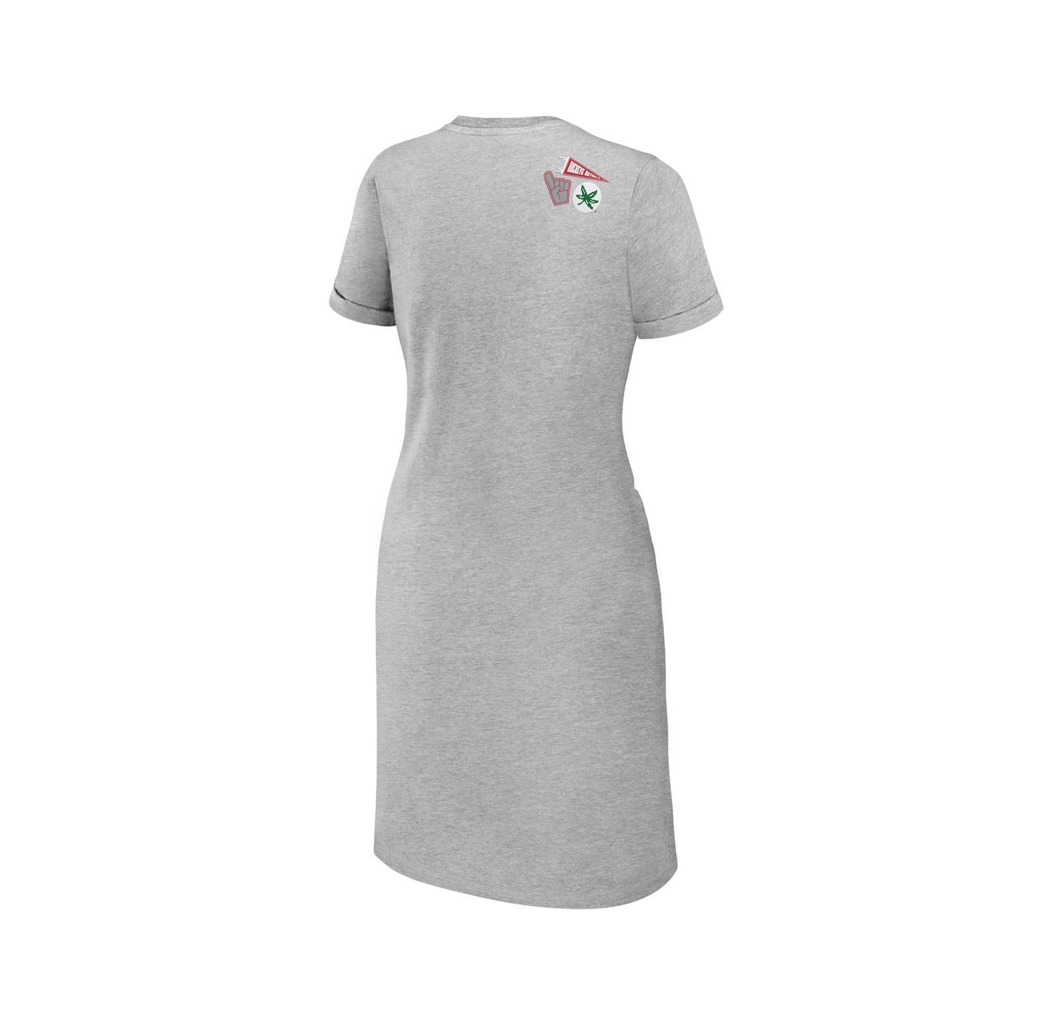 Women's Heather Gray Ohio State Buckeyes Knotted T-shirt Dress