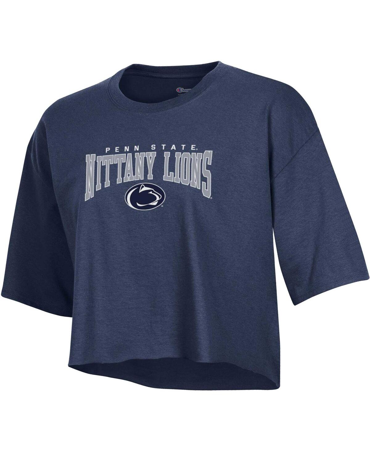 Shop Champion Women's  Heather Navy Penn State Nittany Lions Boyfriend Cropped T-shirt
