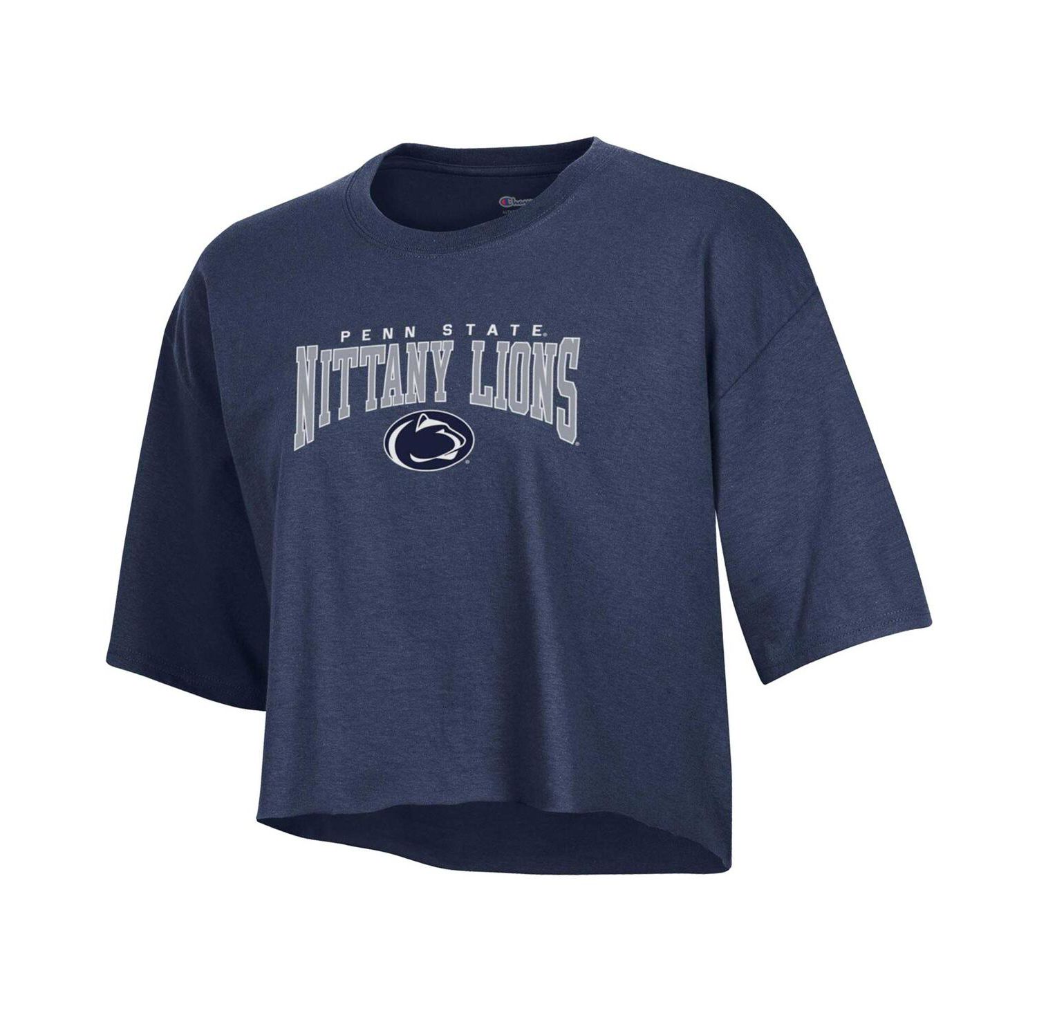 Women's Heather Navy Penn State Nittany Lions Boyfriend Cropped T-shirt