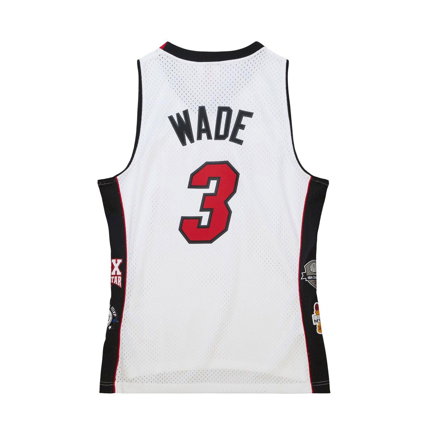 Топ Mitchell & Ness Dwyane Wade White Miami Heat Hall of Fame Class of 2023 Throwback Swingman Jersey — фото 4