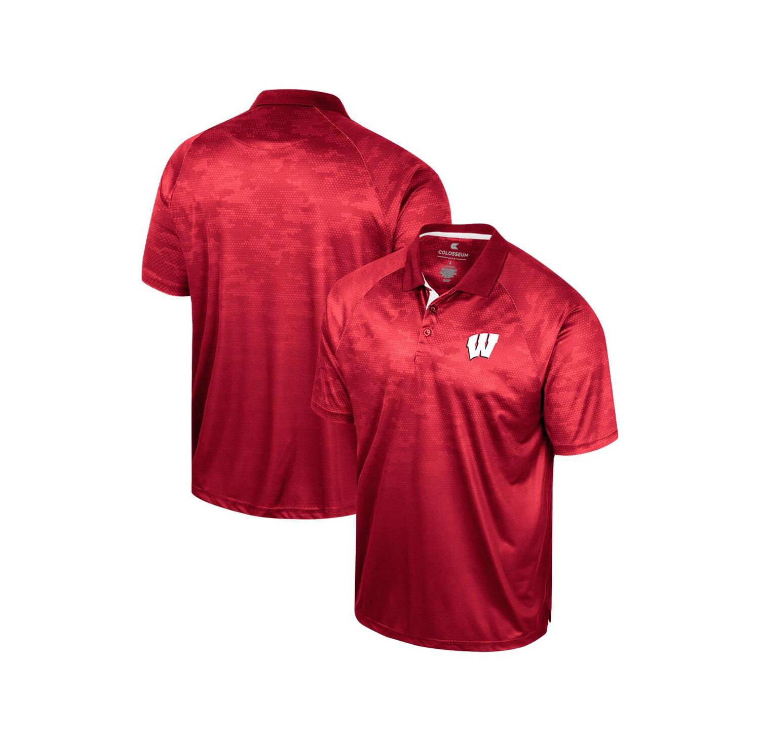 Men's Red Wisconsin Badgers Honeycomb Raglan Polo Shirt