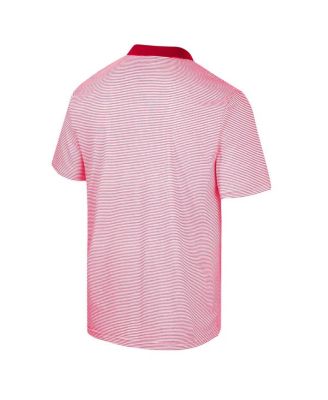 Men's White, Red Maryland Terrapins Print Stripe Polo Shirt