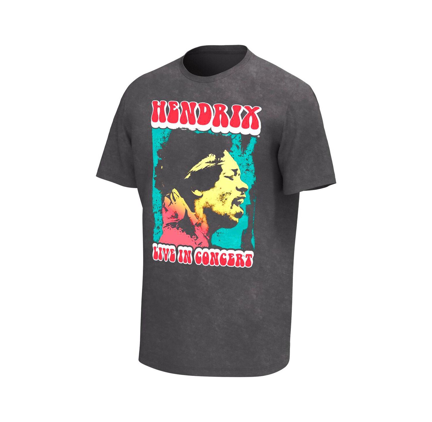 Men's Black Jimi Hendrix Live In Concert Washed Graphic T-shirt