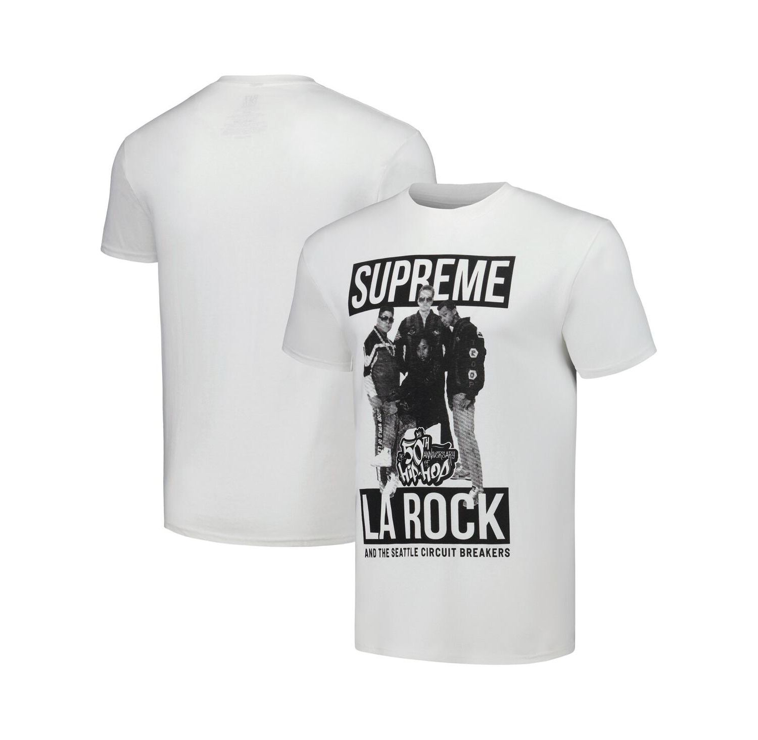 Men's White 50th Anniversary of Hip Hop Supreme La Rock Graphic T-shirt
