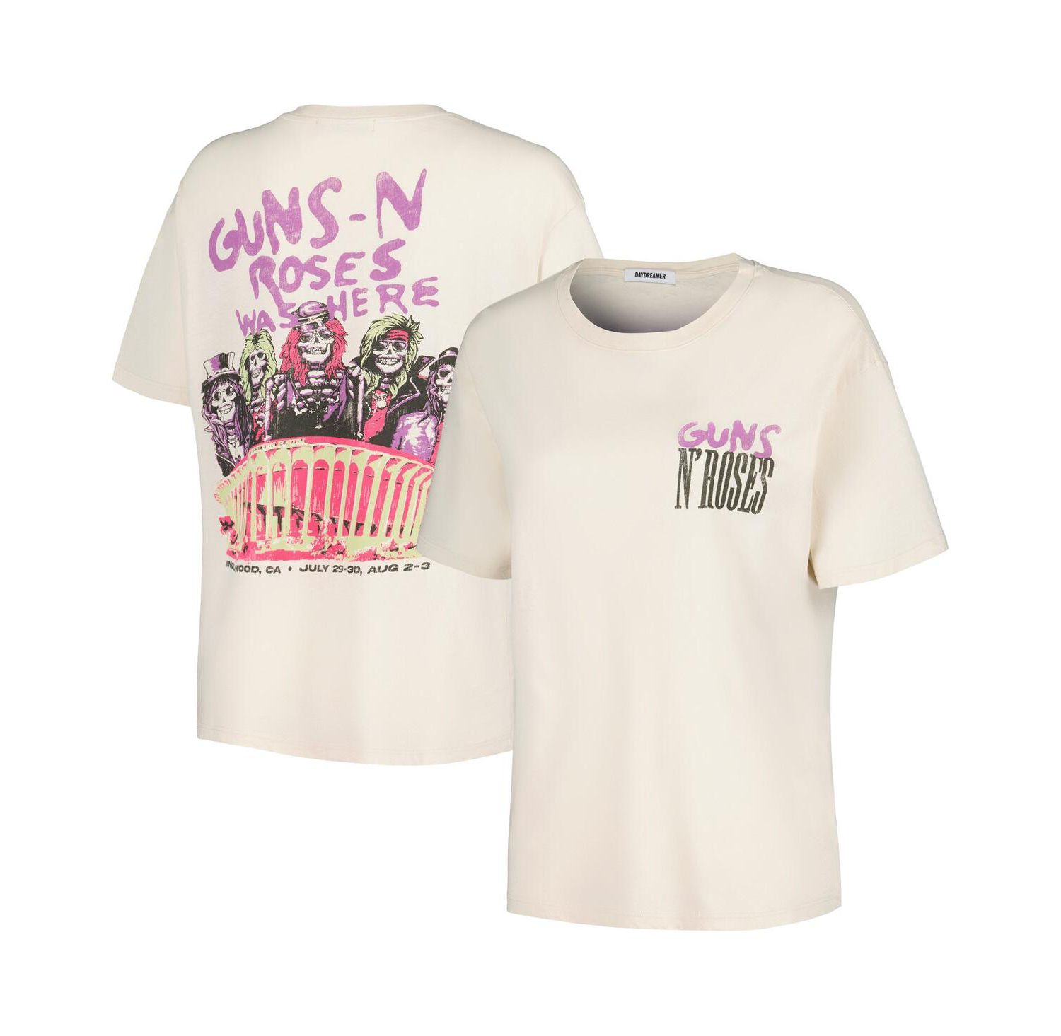 Women's Cream Guns n Roses Was Here Boyfriend T-shirt