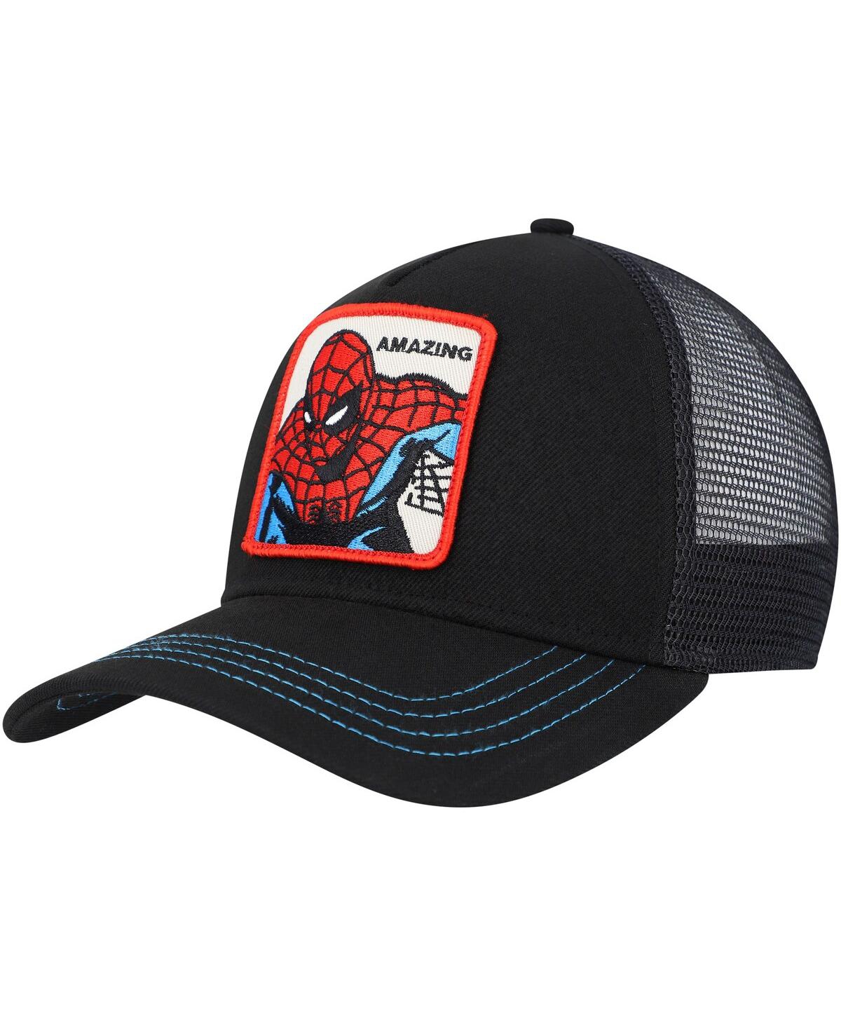 Men's Black Spider-Man Retro A-Frame Snapback Hat - Black