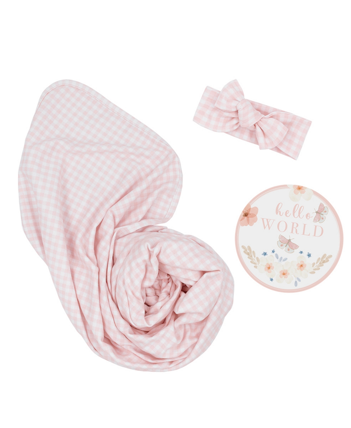 Living Textiles Baby Girls Hello World Gift Set, 3 Piece In Pink