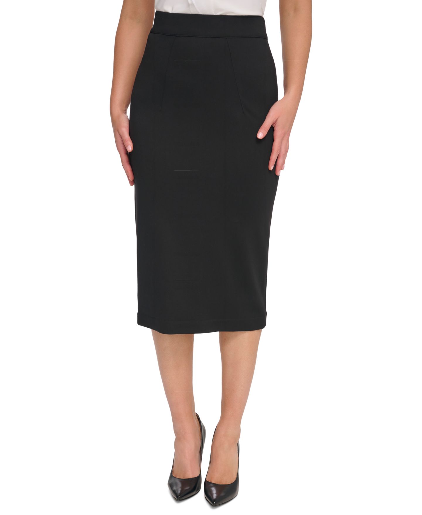 Женская юбка Tommy Hilfiger Ponte Pencil Midi, цвет: Чёрный — фото 1