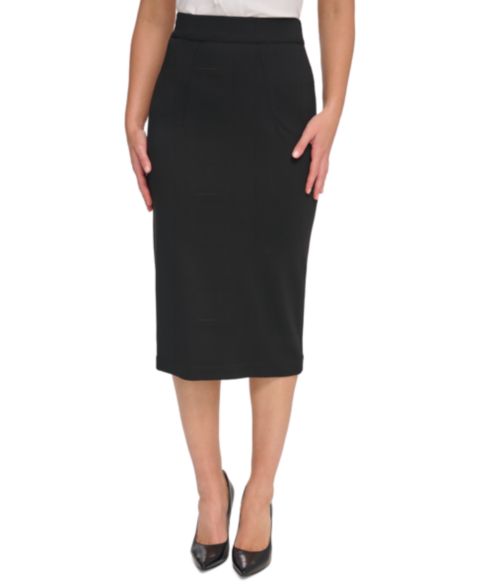 Женская юбка Tommy Hilfiger Ponte Pencil Midi, цвет: Чёрный