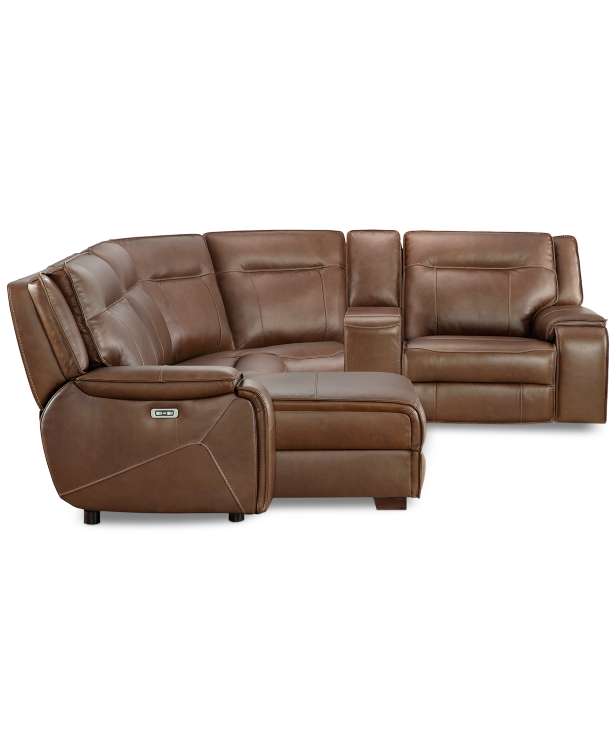 Hansley 5-Pc. Zero Gravity Leather Sectional with Power Recliner and Chaise, Created for Macy's