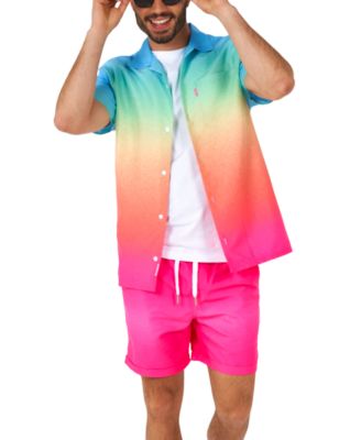Men's Summer Set - 2 Piece Beach Wear set - Rainbow - Matching Shirt and Shorts