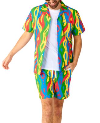 Men's Summer Set - 2 Piece Beach Wear set - Multicolored - Matching Shirt and Shorts
