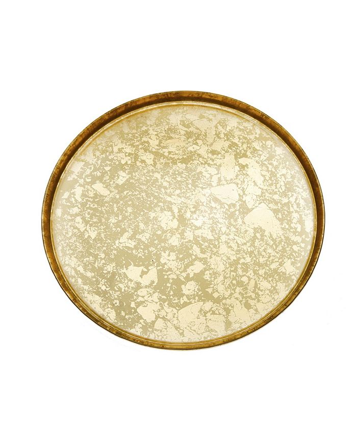 Classic Touch 11" Gold Glitter Dinner Plates with Raised Rim 4 Piece