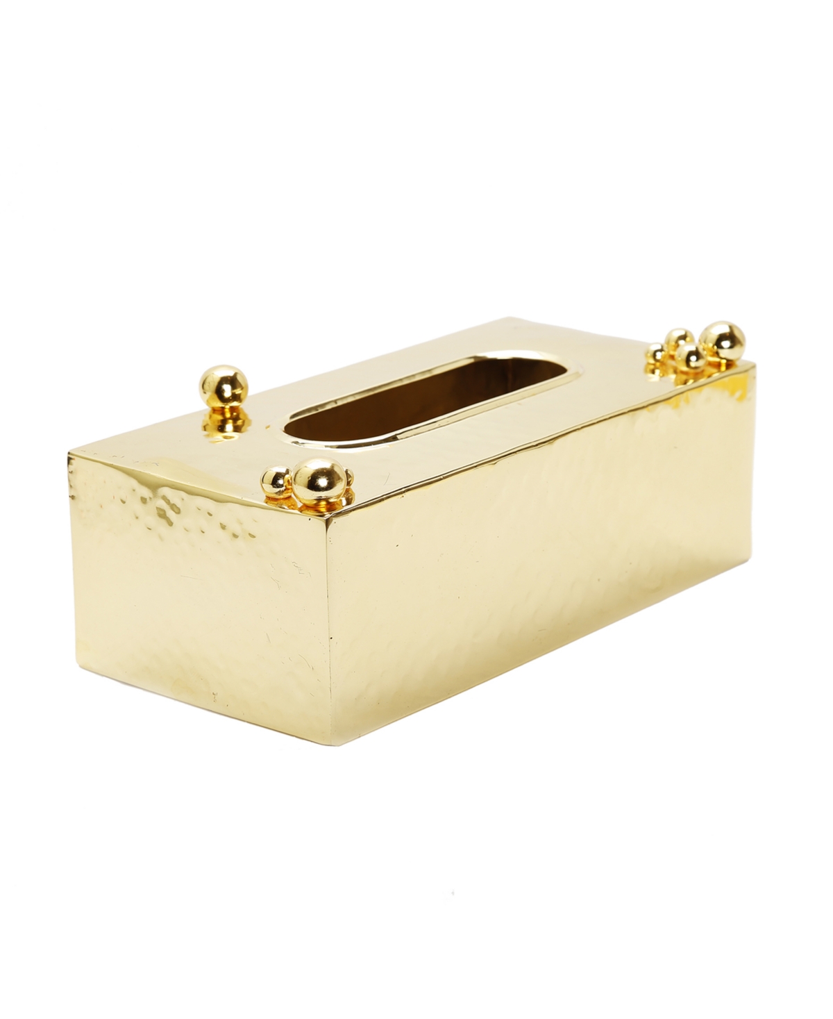 Hammered Tissue Box with Ball Design - Gold