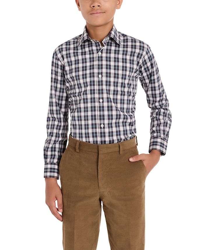Michael Kors Big Boys Silver Classic Plaid Dress Shirt Macy s