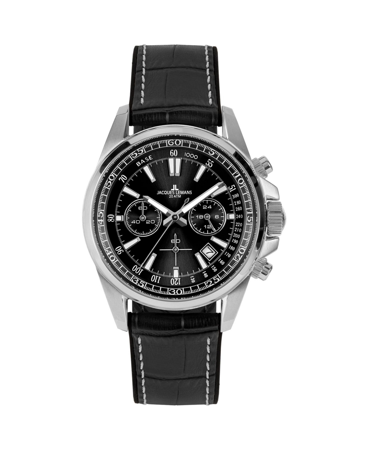 Men's Liverpool Watch with Leather/Solid Stainless Steel Strap, Chronograph 1-2117 - Black