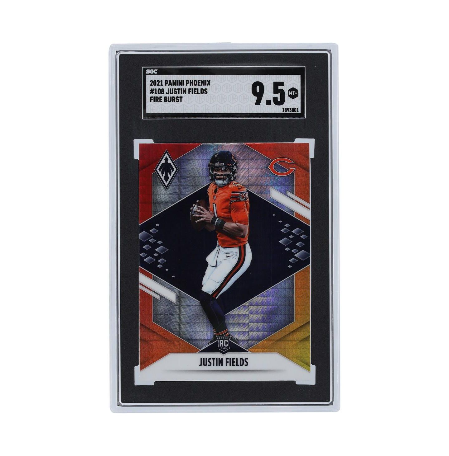 Детские фигурки Panini America Justin Fields Chicago Bears Phoenix Fire Burst #108 SGC Authenticated 9.5 Rookie Card, Ages 14+ — фото 1