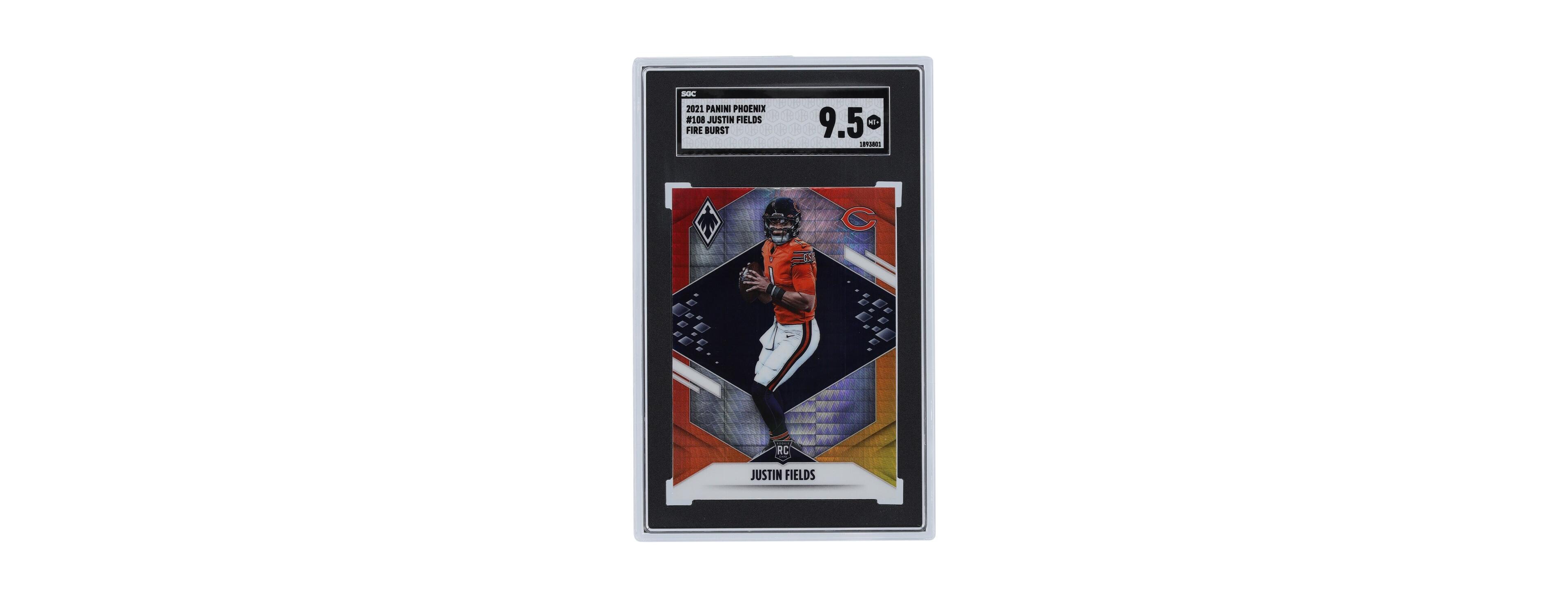 Justin Fields Chicago Bears 2021 Panini America Phoenix Fire Burst #108 Sgc Authenticated 9.5 Rookie Card