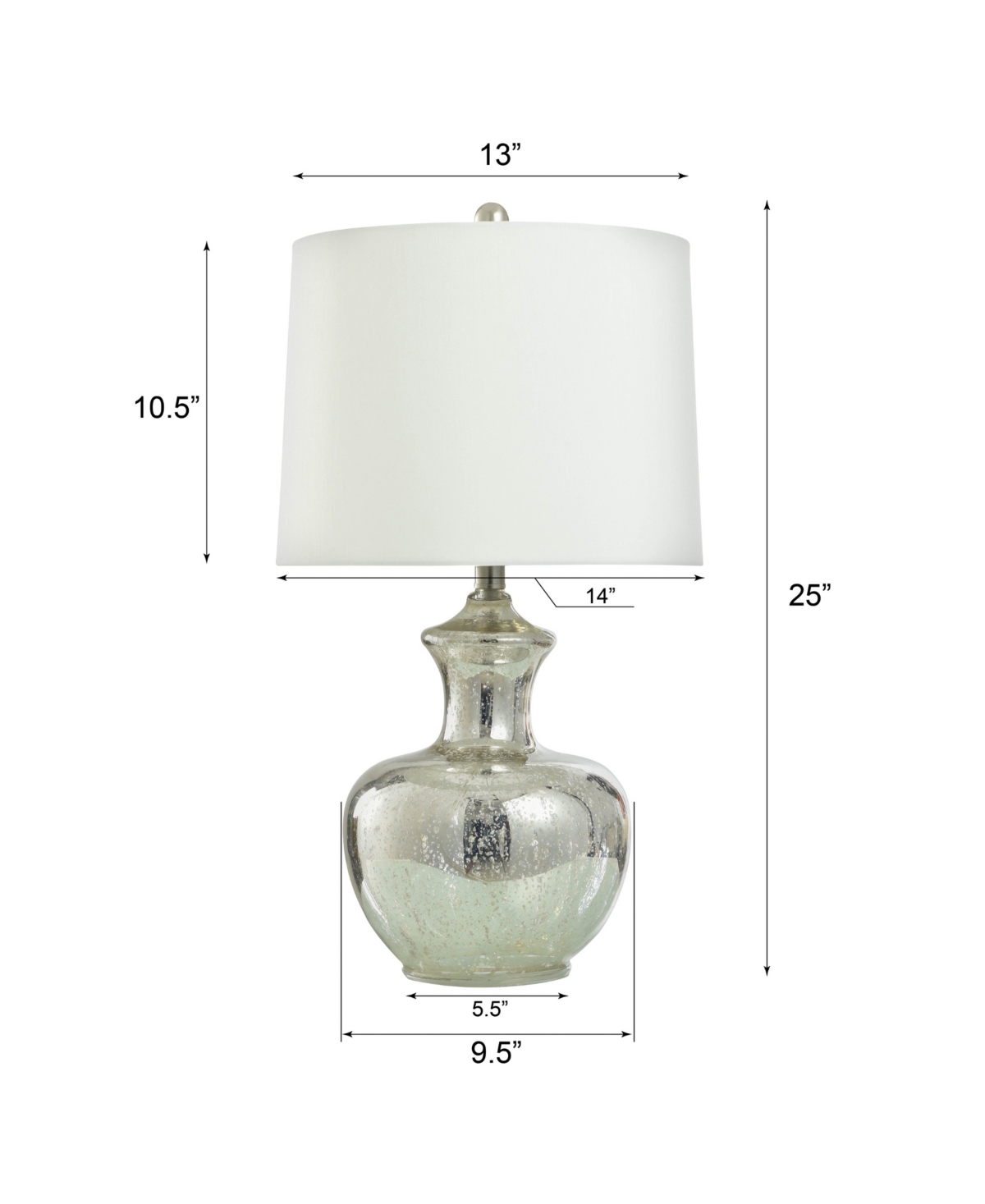 StyleCraft Mercury Glass Table Lamp