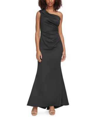 Eliza J - Women's Asymmetric-Neck Side-Pleat Scuba Gown