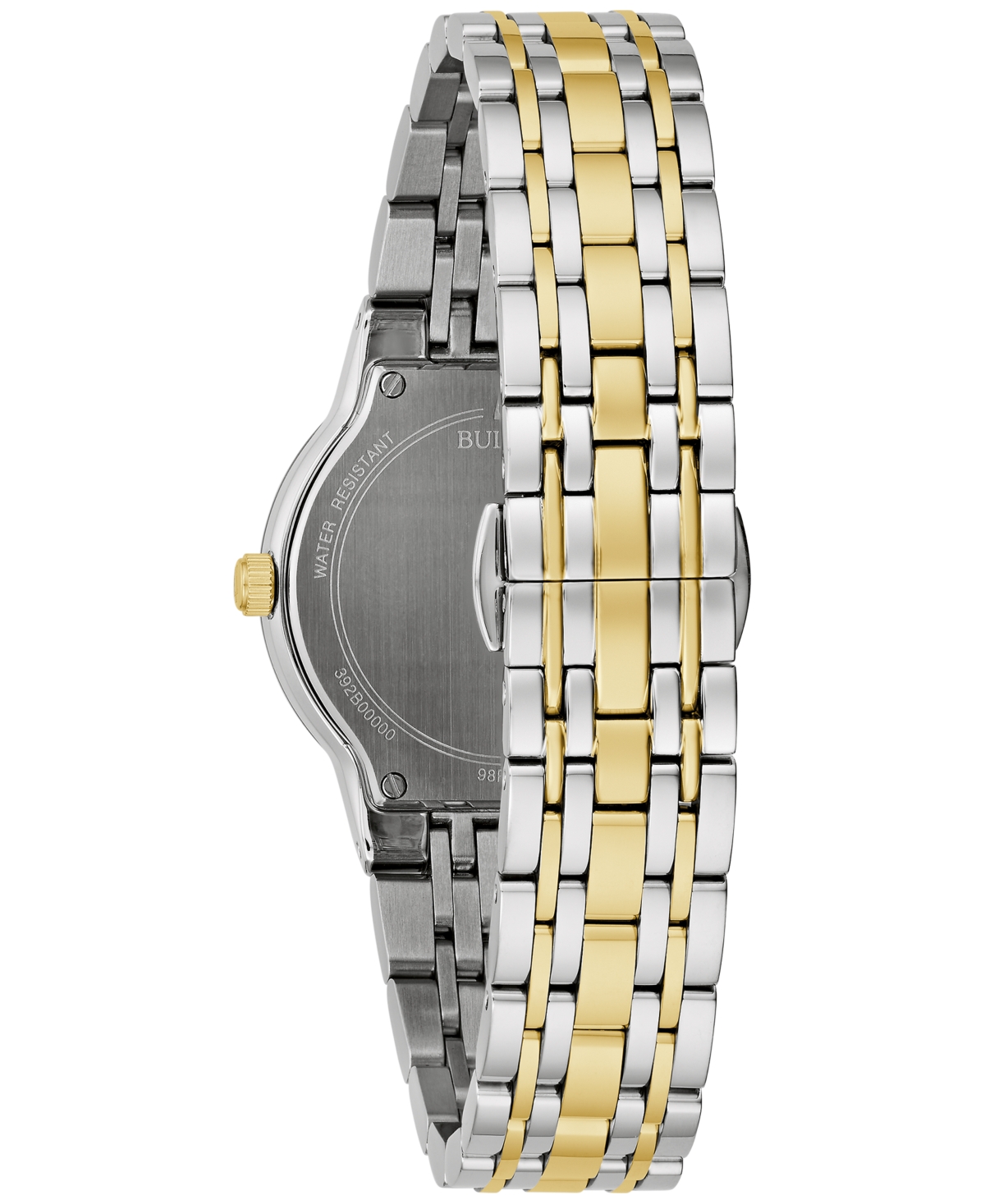 Shop Bulova Women's Modern Diamond Accent Two-tone Stainless Steel Bracelet Watch 30mm In Gold