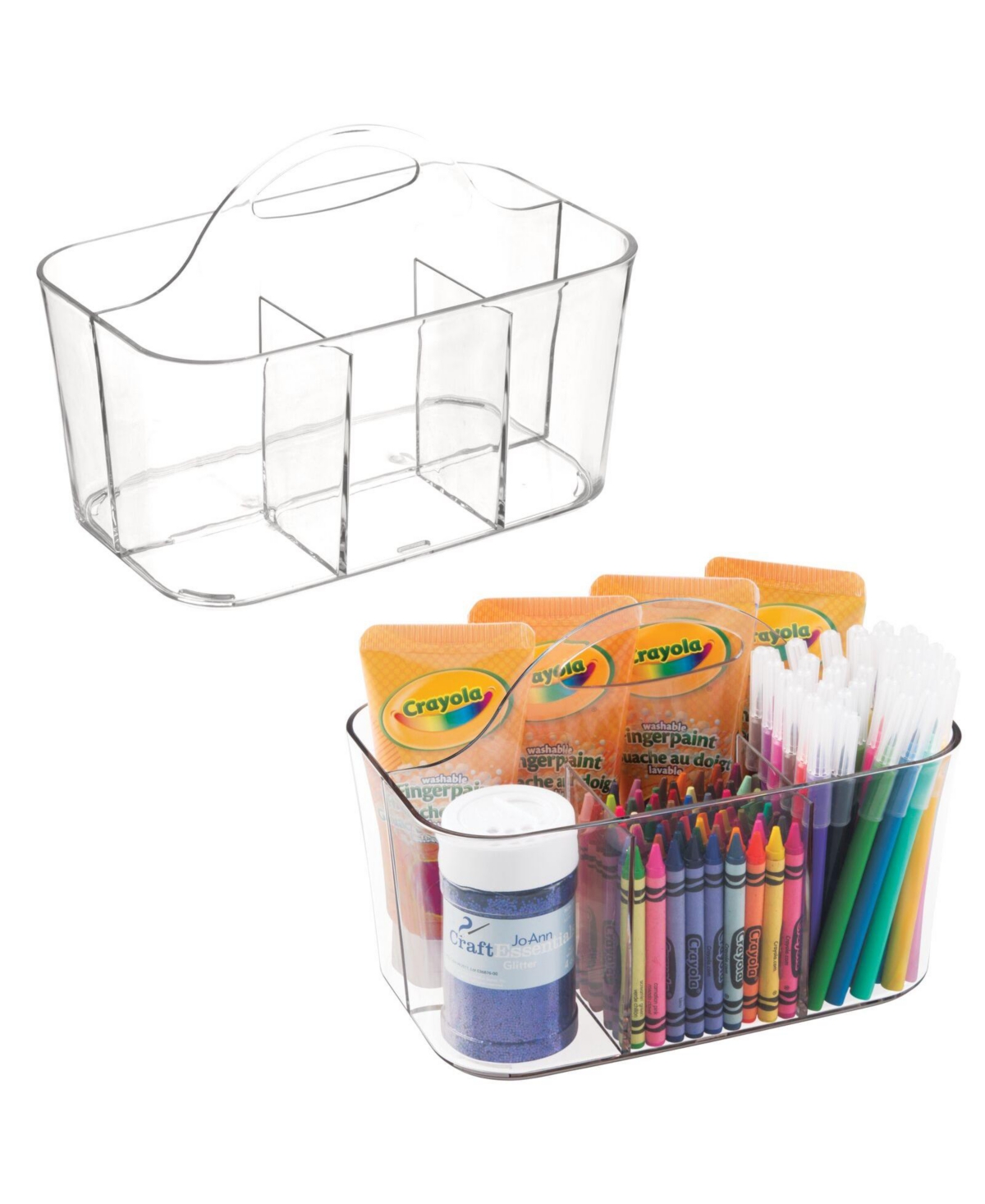 Plastic Sewing & Craft Storage Organizer Caddy Tote Bin - 2 Pack - Clear