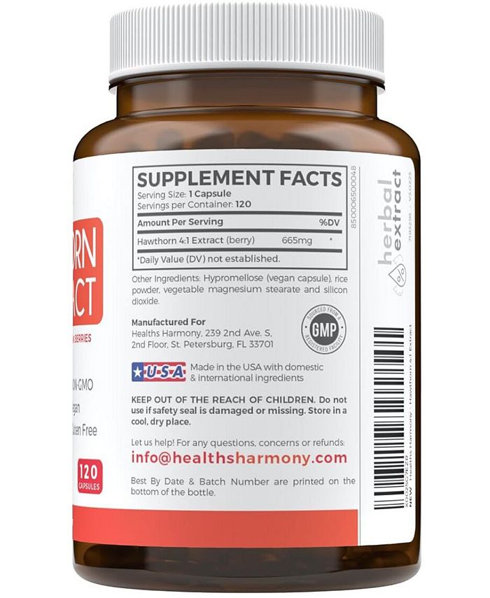 Healths Harmony Hawthorn Berry Capsules High Strength 41 Extract Natural Blood Pressure